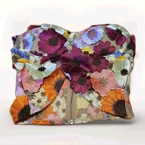 AKIRA 3D Flower Corset Top Embroidered LARGE